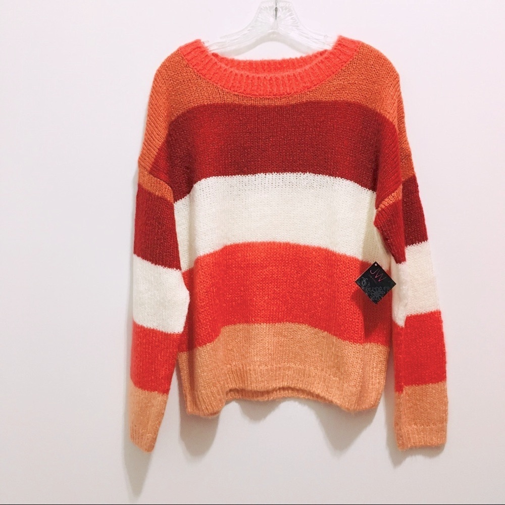NWT JW Style Women’s Big Striped Knit Pullover Sweater